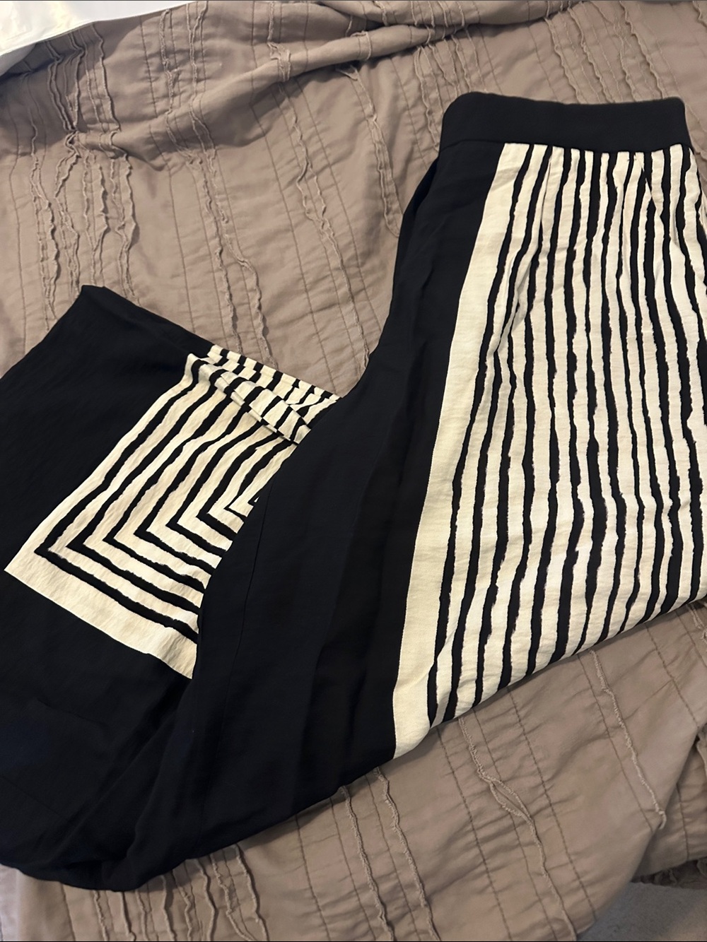 Simply Vera Vera Wang Black and Off-White Wide-Leg Pants